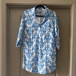 Mud Pie Blue and White Patterned Women’s Swimsuit Coverup - Size Small